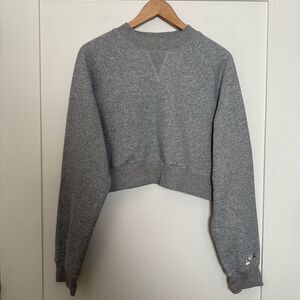 Adam Selman Sport Cropped Sweatshirt Womens Sz XL Gray Pullover Logo Athleisure